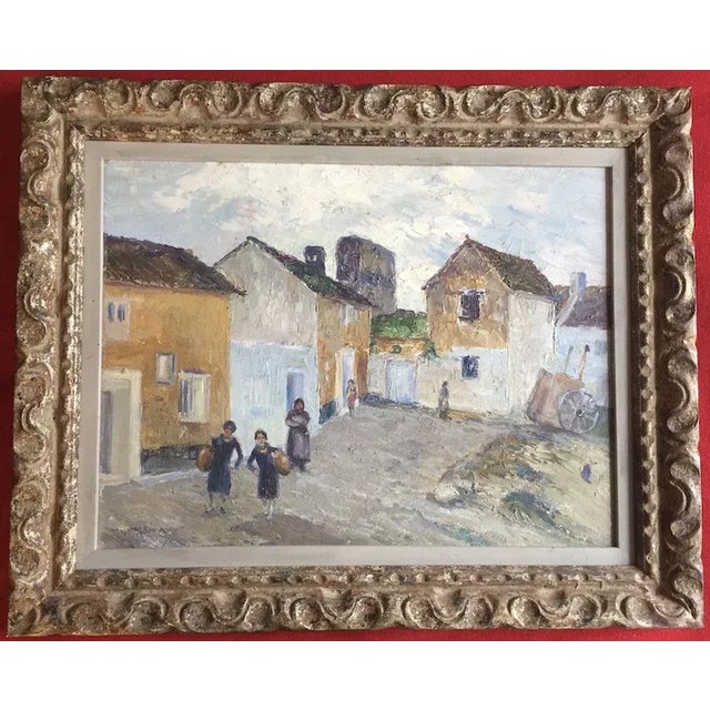 Wells Moses Sawyer landscape oil painting on board of the Port City of Malaga circa 1920's. Signed lower left. Thick...
