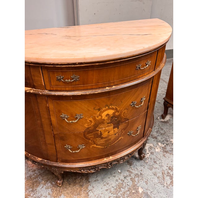 Brown Neoclassical Semicircular Demi-Lune Commode, 19th Century For Sale - Image 8 of 12