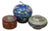 Mid 20th Century Set of 3 Chinese Cloisonne Enamel Keepsake Trinket Storage Boxes & Apple Candle For Sale