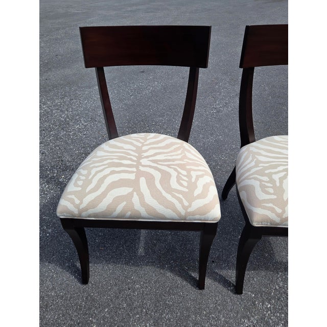Pair of Ethan Allen Hathaway Klismos Dining Side Chairs Zebra Print French Regency 1990s For Sale In Philadelphia - Image 6 of 13