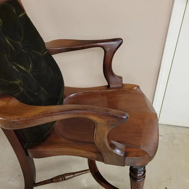 Wood French Art Nouveau Walnut Office Desk Arm Chair For Sale - Image 7 of 10