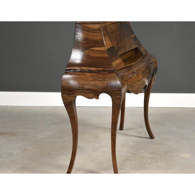 Mid-Century Modern 1950s Italian Bombe Style Burl Secretary Desk For Sale - Image 3 of 10