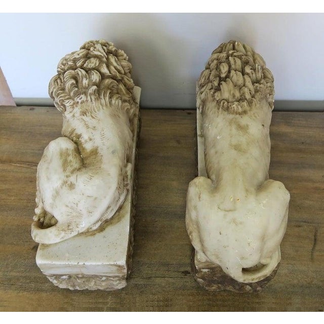 Stone Pair of Carved Stone Replica Lions Originally by Antonio Canova For Sale - Image 7 of 10