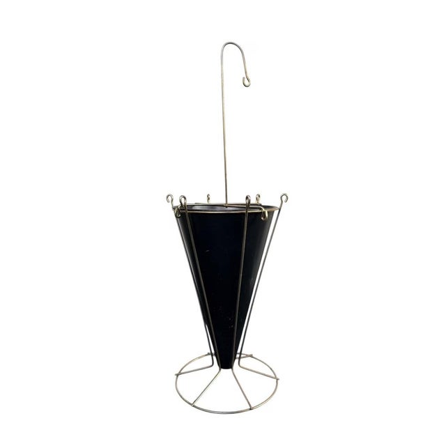 Vintage MCM Brass Umbrella Stand – Atomic Cone Display, Mid Century Entryway Home For Sale In Boston - Image 6 of 11