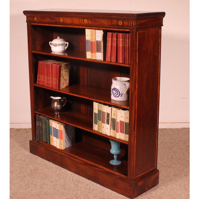 19th Century Mahogany and Inlays Open Bookcase For Sale - Image 11 of 14