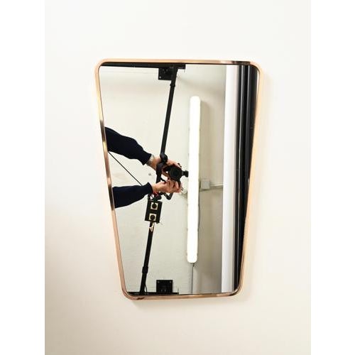 Metal Large Tapered Rectangular Brass Mirror by Gio Ponti, Italy, 1950s For Sale - Image 7 of 14