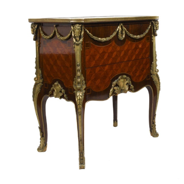 Rococo Bronze Inlaid and Marble Top Chest by Jean-François Oeben For Sale - Image 3 of 14