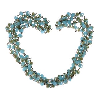 Teal / Bronzy Crystal Bead Necklace For Sale