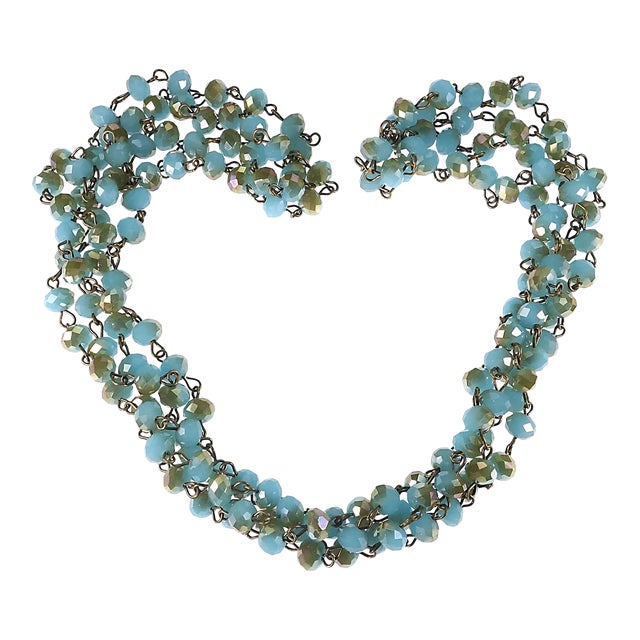 Teal / Bronzy Crystal Bead Necklace For Sale