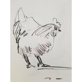 "Chicken" Contemporary Abstract Charcoal Drawing by Jose Trujillo For Sale
