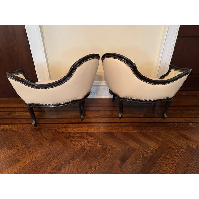 1970s Unique Carved Mahogany Mini Settees With Tufted Leather/Slipper Chair/Bench - Manufacturer Samples For Sale - Image 5 of 7