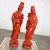 Red Vintage Asian Style Chinoiserie Faux Cinnabar Large Red Decorative Statues Male & Female For Sale - Image 8 of 13