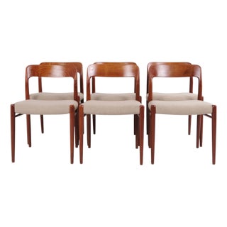Model 75 Dining Chairs in Teak by N.O. Møller, 1960s, Set of 6 For Sale