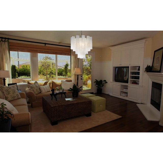 Glass Alabaster White Glass Tubes Chandelier, 1980s For Sale - Image 7 of 15