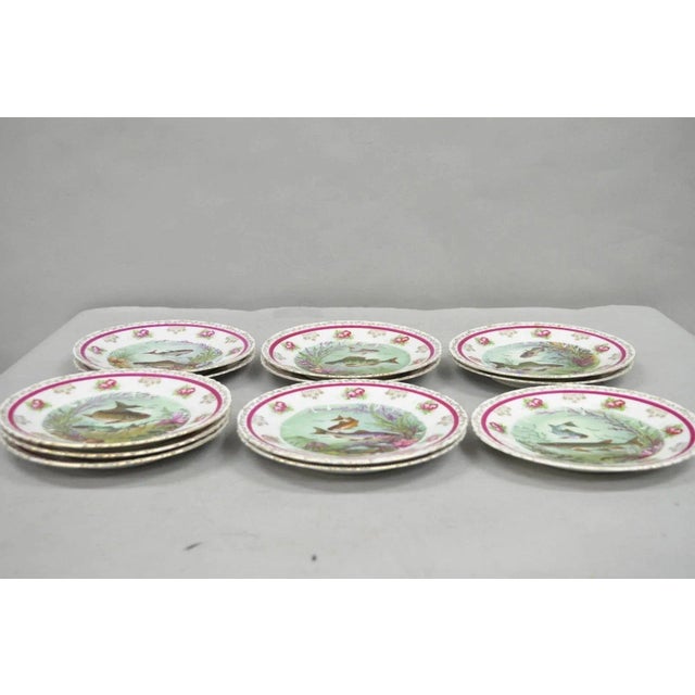 Early 20th Century (12) Victoria Carlsbad Austria, Porcelain Fish Plates & Gravy Sauce Boat For Sale - Image 12 of 12