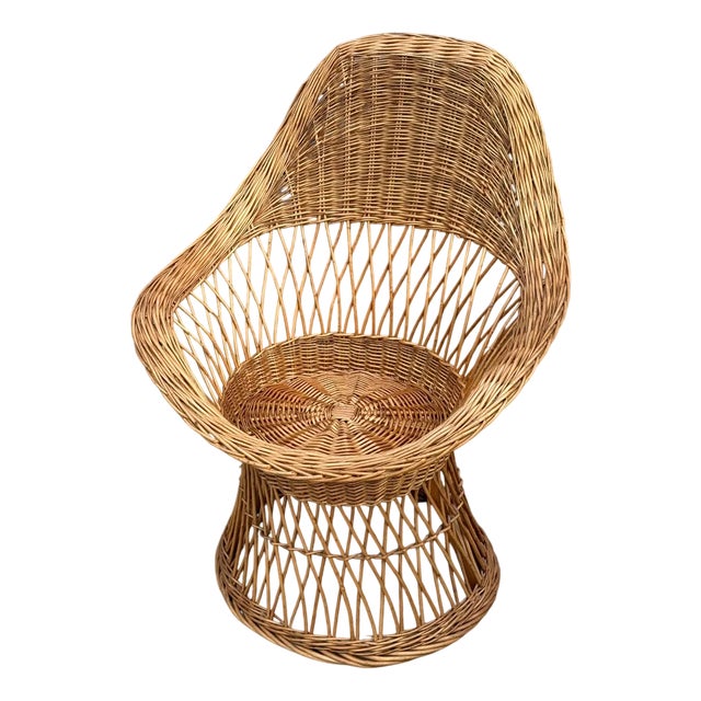 Vintage Wicker Armchair, 1950s For Sale