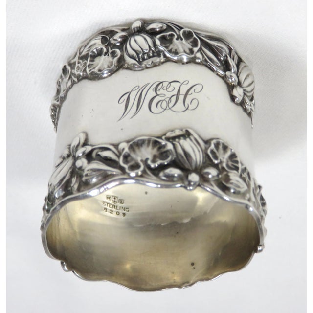 Gorham Silver Co. Fancy Large Size Antique American Art Nouveau Solid Sterling Silver Napkin Ring by Gorham For Sale - Image 4 of 13