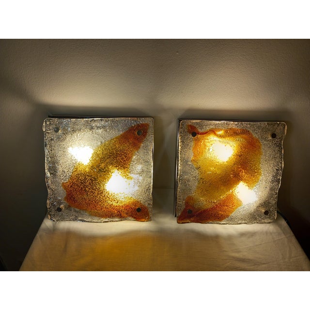 AVMazzega Murano Glass Wall Lamps from Mazzega, 1970s, Set of 2 For Sale - Image 4 of 18