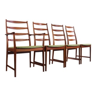 Set of 4 Mid Century Danish Modern Contoured Ladder Back Dining Chairs in Teak by Torbjorn Afdal for Vamo For Sale