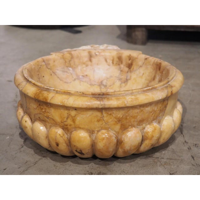 Gold Circular Lobed Marble Font Basin From Italy For Sale - Image 8 of 13
