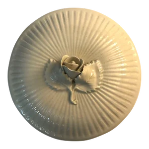 Portugal Blanc De Chine Ribbed Decorative Covered Bowl With Rose