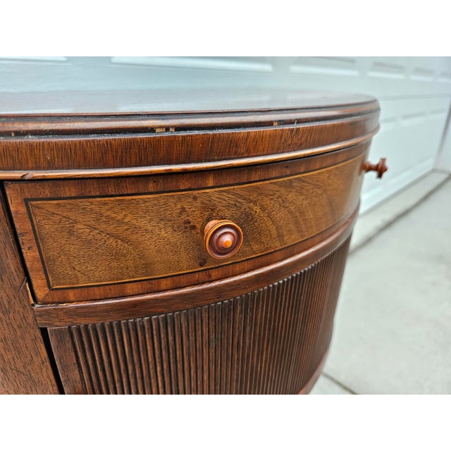 Baker Furniture Mahogany Demilune Side Table Nightstand For Sale - Image 10 of 17
