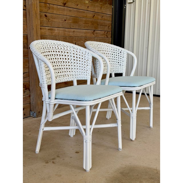 Pair of Vintage Coastal Whitecraft Rattan Side Chairs For Sale - Image 12 of 12