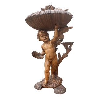 Italian Baroque Putti Statue in Walnut, 1860 For Sale