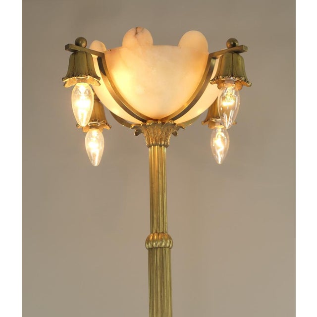 Large Foyer Floor Lamp in Wood and Bronze, Budapest, 1900s For Sale - Image 3 of 18
