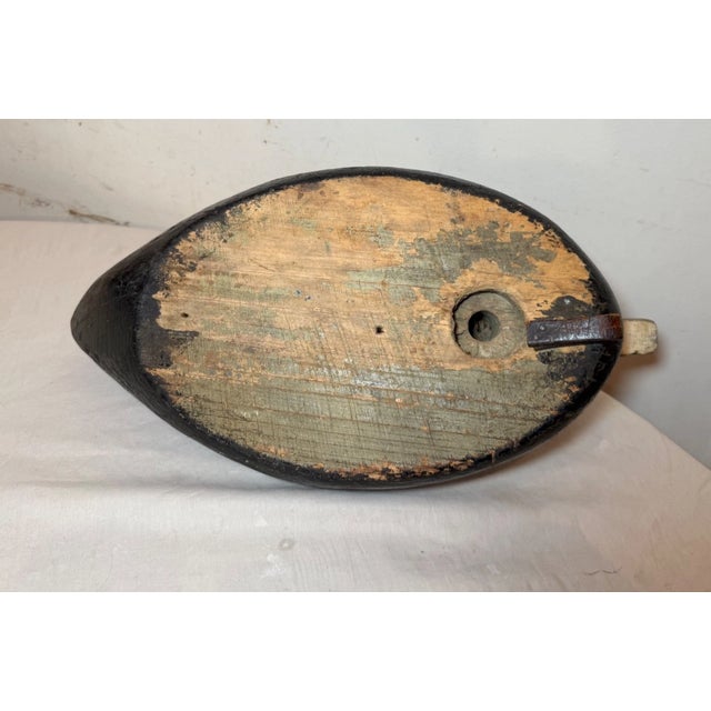 Black Antique Hand Carved Wood Folk Art Mallard Duck Decoy Shore Bird Sculpture Black For Sale - Image 8 of 9