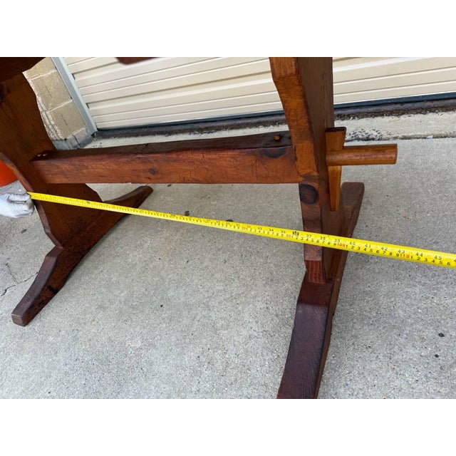 Wood Antique 19th Century Farmhouse Trestle Base Dining Table For Sale - Image 7 of 12