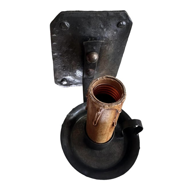 Metal Pai of Cast Brass Sconces in Original Bronzing Patina, Circa 1920 For Sale - Image 7 of 9