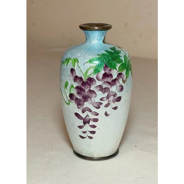 Blue Antique 19th Century Japanese Meiji Miniature Foil Enamel Signed Bronze Vase Urn For Sale - Image 8 of 13