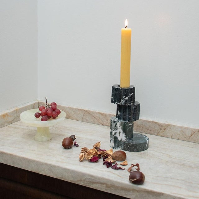 Candleholder in Black Marble by Forzini For Sale - Image 9 of 10