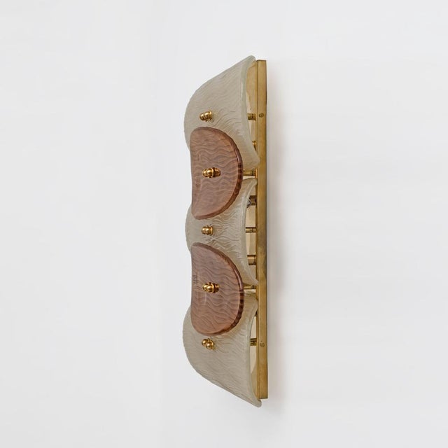 Murano Glass and Brass Wall Sconces, 2000, Set of 2 For Sale - Image 4 of 9