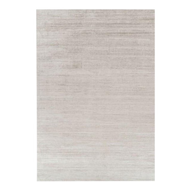 Rug & Kilim’s Oversized Textural Rug in Solid Taupe and White Tones and Striae - 11x16 For Sale