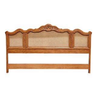 Headboard Drexel Heritage Vintage French Country Brown Cane King by Drexel Heritage For Sale
