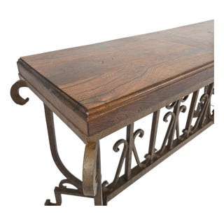 Mexports by Susana Molina Mesquite Wood and Iron Console Table For Sale