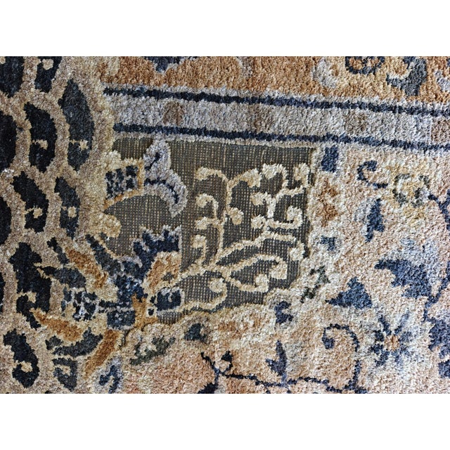 1980s Gray Cloud Band Classical Motif Medallion Vintage Chinese Silk Small Rug For Sale - Image 4 of 9