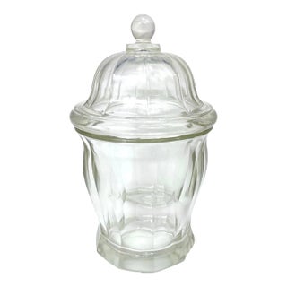 1950s Glass Biscuit Jar With Lid For Sale