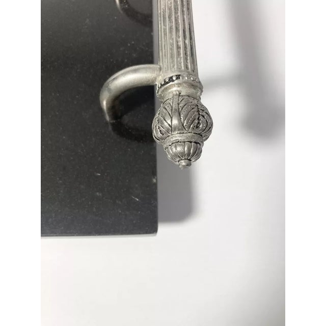 2000 - 2009 2000s Godinger “Plume” Silverplate & Black Marble Cheese Board & Knife For Sale - Image 5 of 10