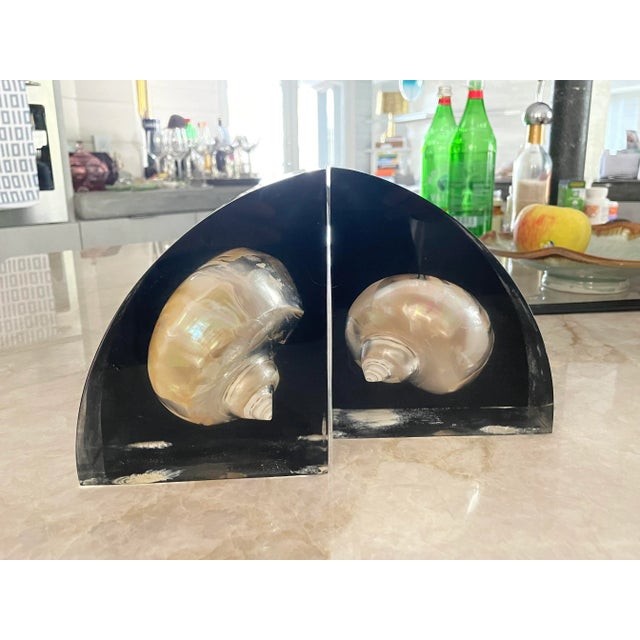Vintage Lucite and Shell Bookends- a Pair For Sale - Image 10 of 13