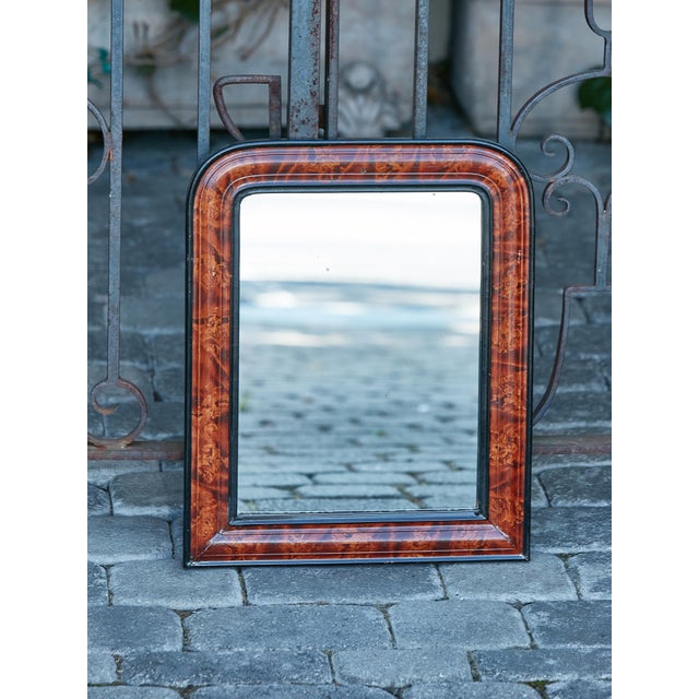 French French 1900s Louis-Philippe Inspired Mirror with Tortoise Style Painted Frame For Sale - Image 3 of 10