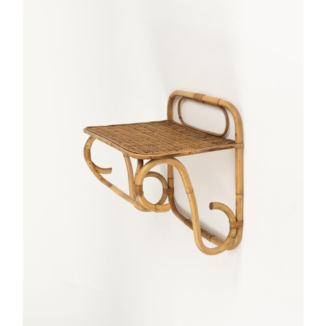 Mid-Century Rattan & Wicker Wall Shelf by Franco Albini, Italy, 1960s For Sale - Image 9 of 17