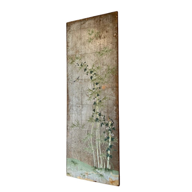 Tall Framed Vintage Gracie Wallpaper Panel For Sale