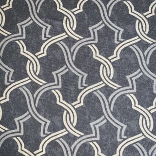 P Kaufmann Waverly Fretwork Gray & Ivory Fretwork Geometric Lattice Trellis Fabric- 7 Yards For Sale