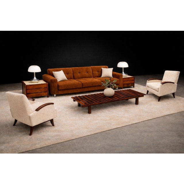“Pullman” Sofa in Burnt Caramel Mohair With Brazilian Rosewood Buttons by Jorge Zalszupin for L’Atelier, Brazil, 1970s For Sale - Image 14 of 16
