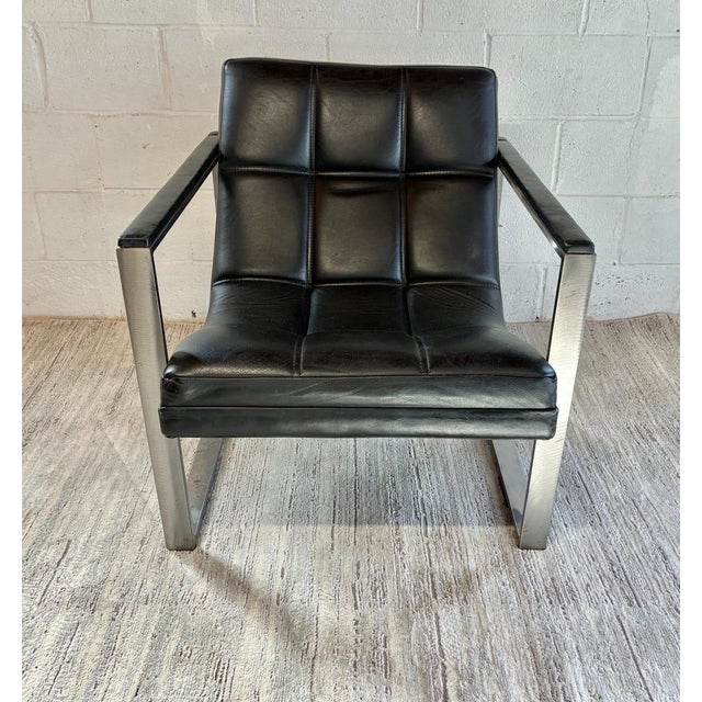 Bauhaus Vintage Chrome Leather Lounge Chair – Mid Century Modern Bauhaus Accent Seating For Sale - Image 4 of 11