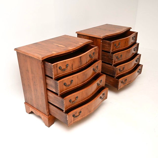 1930s Antique Georgian Style Yew Wood Chests of Drawers, 1930, Set of 2 For Sale - Image 5 of 11