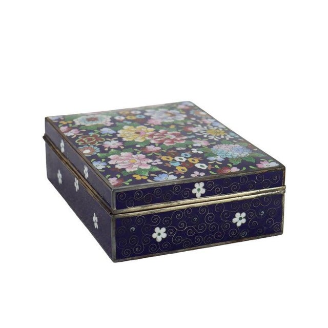 Antique Japanese Floral Cloisonne Enameled Jewelry Box C1920 For Sale - Image 6 of 10